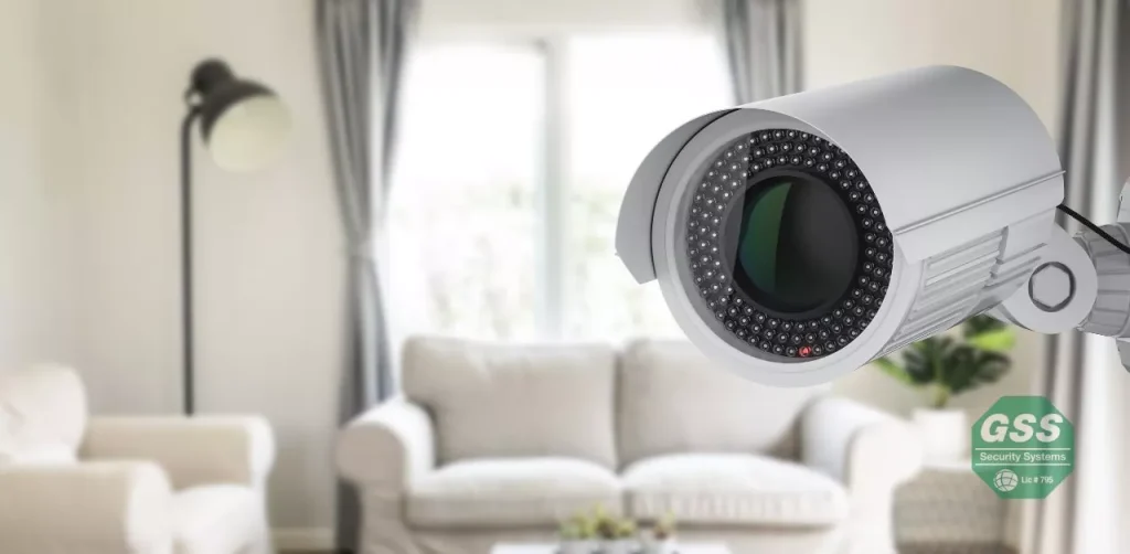 A discreet CCTV camera monitoring a residential area.