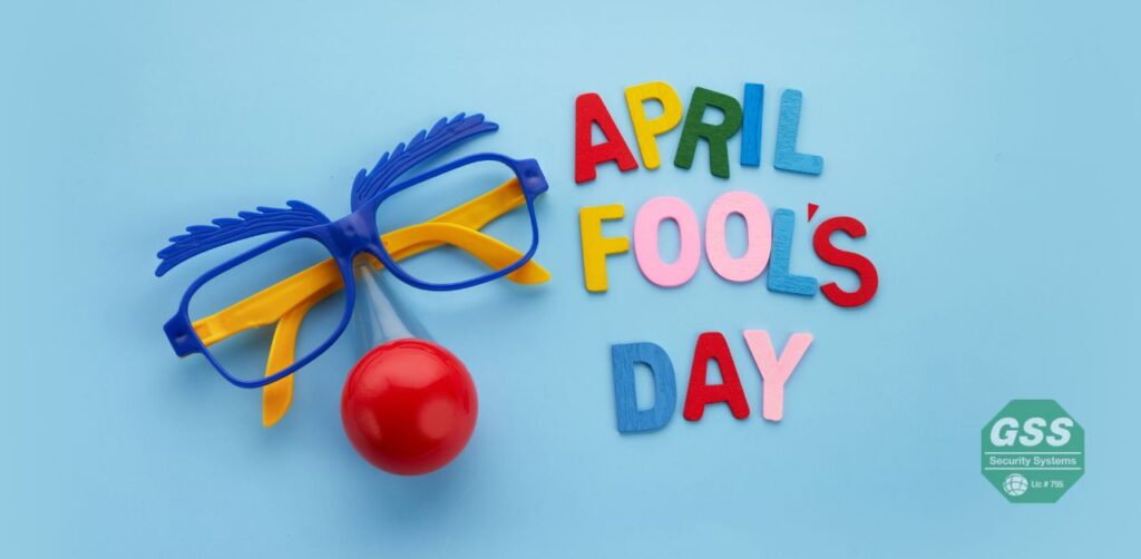 A home equipped with advanced security cameras on April Fools' Day.