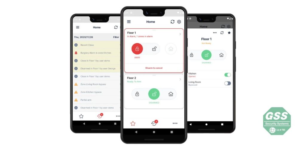Globelink Systems' home security app displayed on a smartphone.