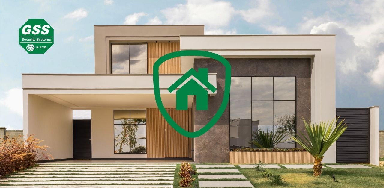A modern home equipped with the latest security tech trends for Summer 2023.