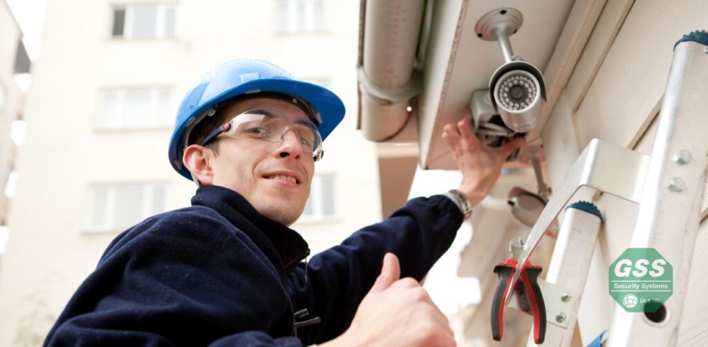 Expert installation of a commercial security system.