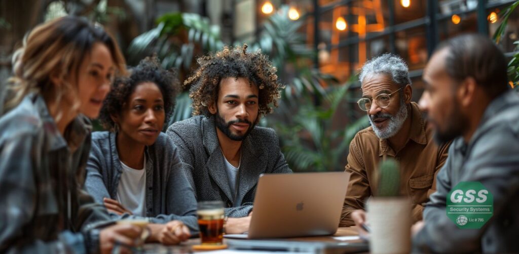 Commercial security system experts at work.