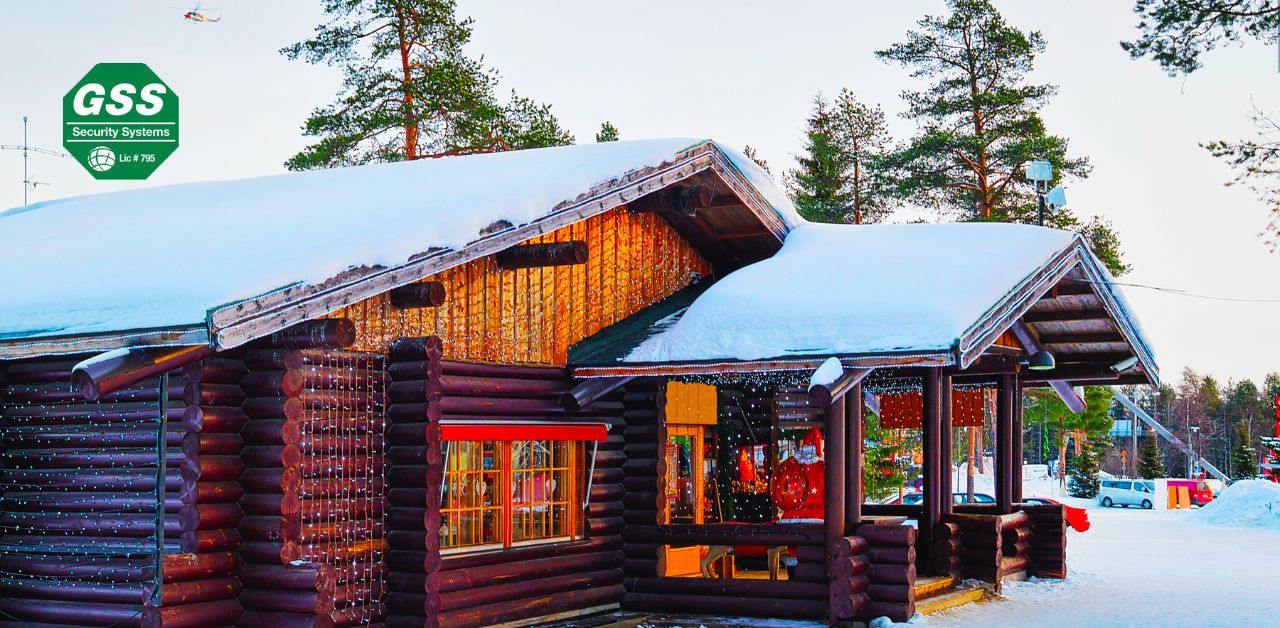Secure home with modern surveillance in a post-holiday setting.