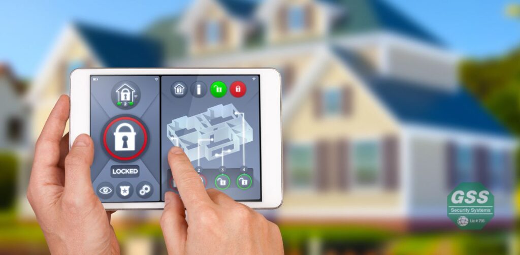 A modern home equipped with smart home security technology.