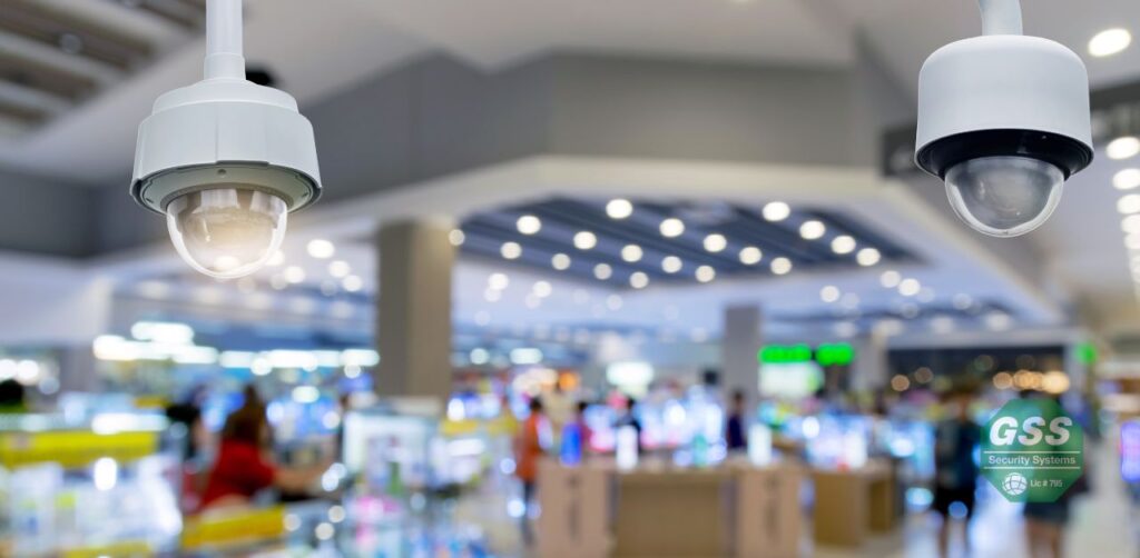 Sophisticated commercial security system in a business setting.