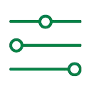 Three green sliders with circular knobs