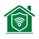 Green house with Wi-Fi shield icon