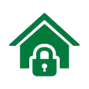 Green house icon with padlock